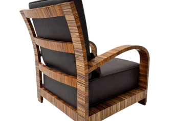 Two Art Deco Lounge Chairs with Leather Cushions France, 1930s